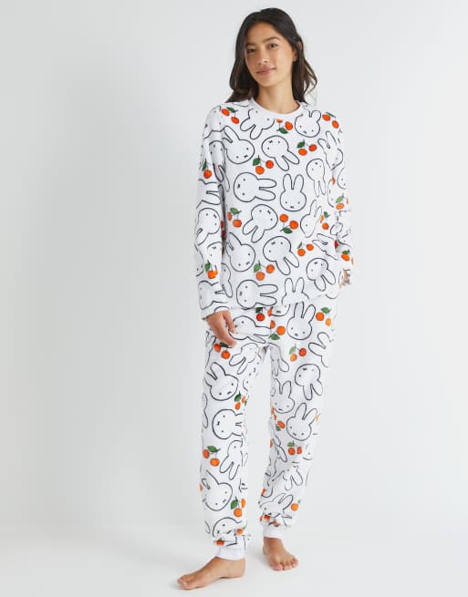 Skinnydip london miffy cherry fleece pyjama set in white, 3 of 4