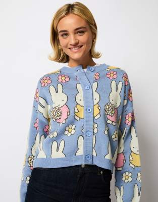 Skinnydip London Miffy Flower Knitted Cardigan in Light Blue - view 1