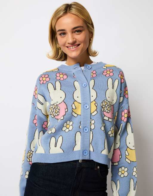 Skinnydip London Miffy Flower Knitted Cardigan in Light Blue