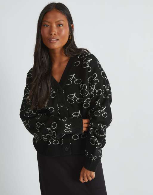 Skinnydip london miffy knitted cardigan in black in black