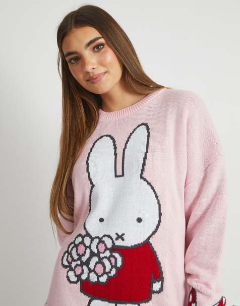 Skinnydip london miffy pink flower knitted jumper in pink 