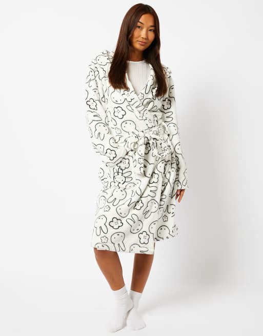 Skinnydip london miffy x skinnydip dressing gown in white in white