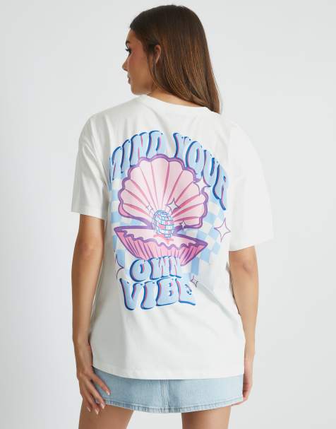Skinnydip london mind your own vibe shell t-shirt in white 