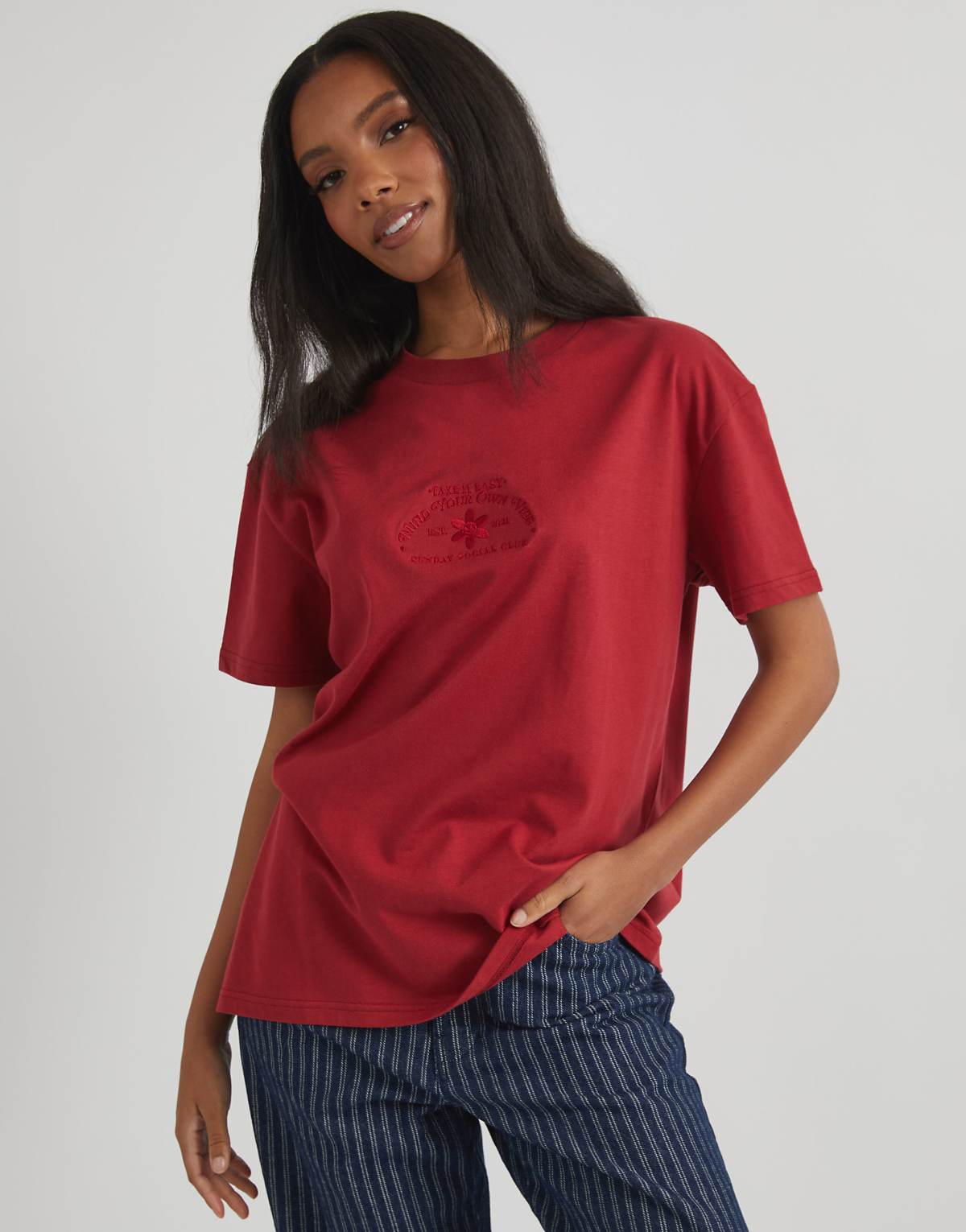 Skinnydip london mind your own vibe t-shirt in red