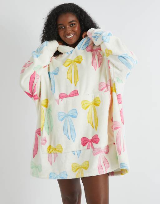 Skinnydip london multicolour bow blanket hoodie in white - WHITE