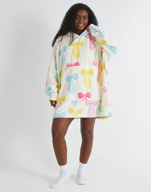 Skinnydip london multicolour bow blanket hoodie in white, 3 of 4