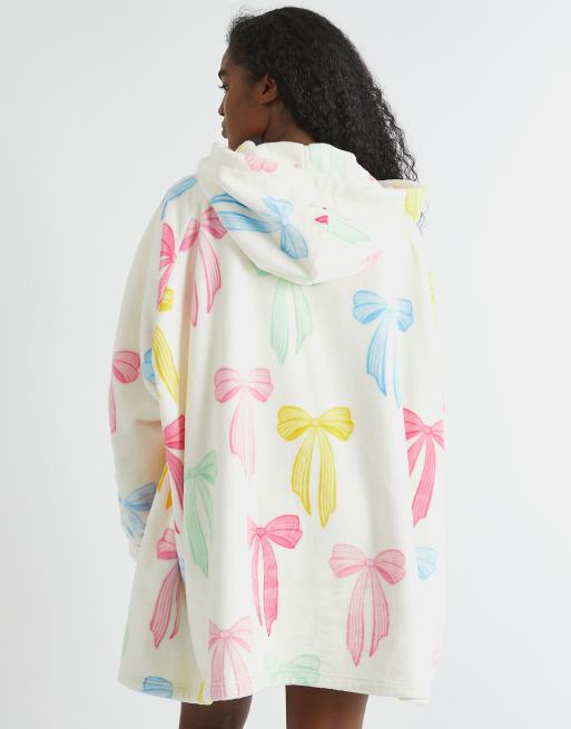Skinnydip london multicolour bow blanket hoodie in white, 4 of 4