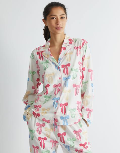 Skinnydip london multicolour bow pyjama set in white - view 1