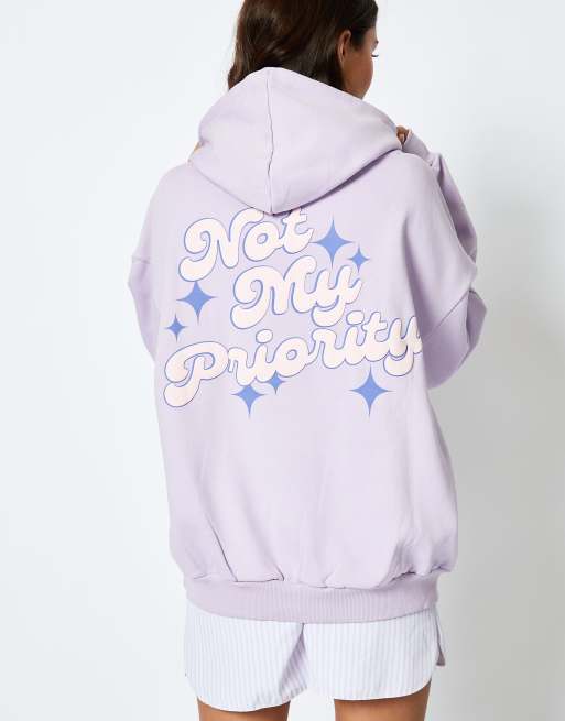 Skinnydip London Not My Priority Hoodie in Lilac