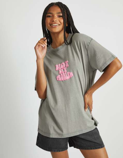 Skinnydip london not my problem t-shirt in acid wash in grey - view 1