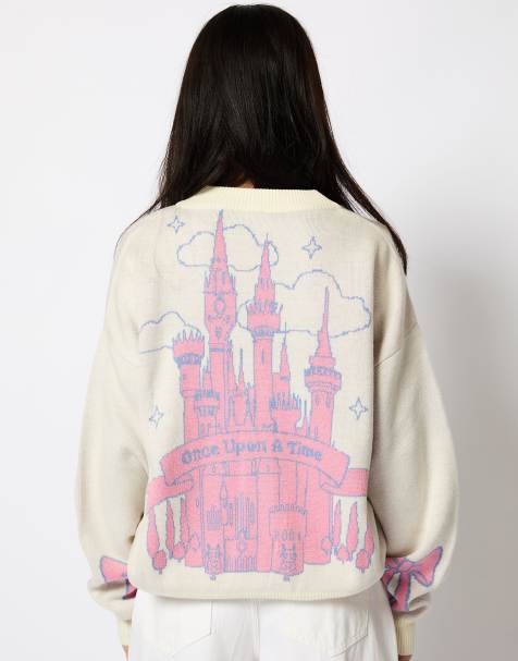 Skinnydip london once upon a time knitted cardigan in pink in white - view 1