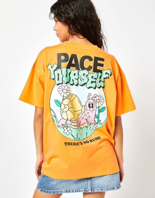 Skinnydip London Pace Yourself Oversized Orange T-Shirt