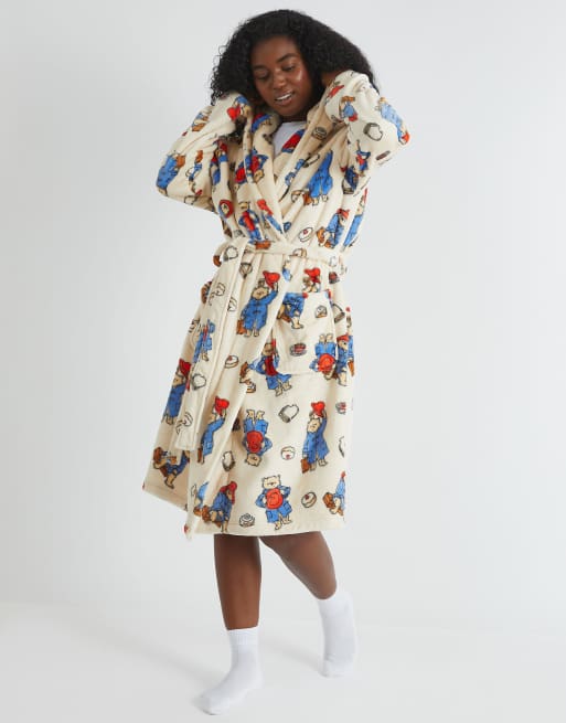 Skinnydip london paddington dressing gown in cream in white - WHITE