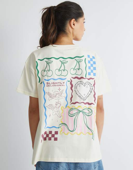Skinnydip london patchwork t-shirt in ecru - CREAM