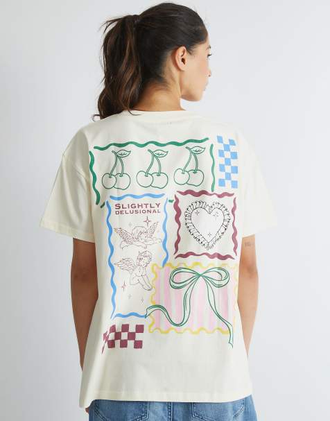 Skinnydip london patchwork t-shirt in ecru  - view 1