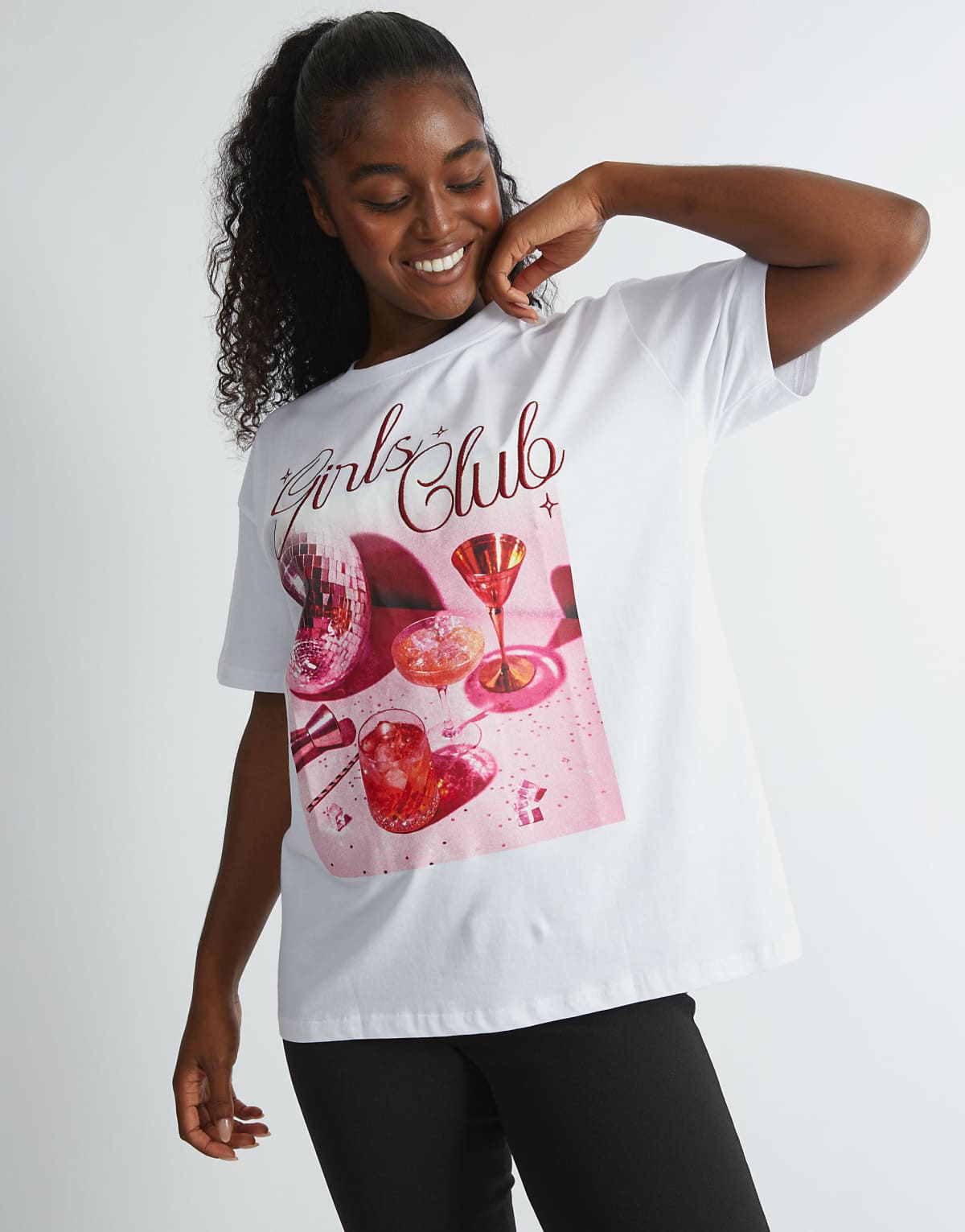Skinnydip london photographic girls club t-shirt in white