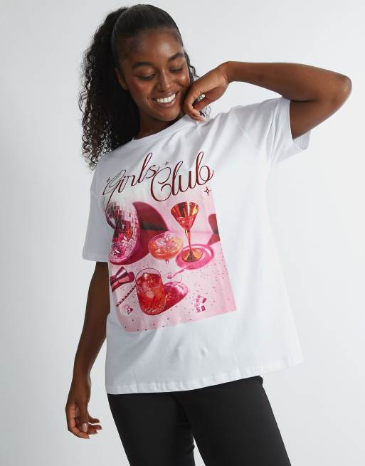 Skinnydip london photographic girls club t-shirt in white