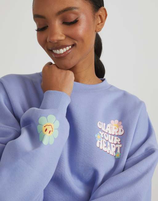 Skinnydip london protect your love sweatshirt in blue, 3 of 4