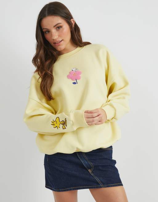 Skinnydip london snoopy flower sweatshirt in yellow, 2 of 4