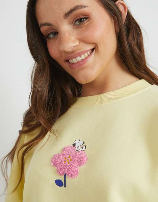 Skinnydip london snoopy flower sweatshirt in yellow, 3 of 4