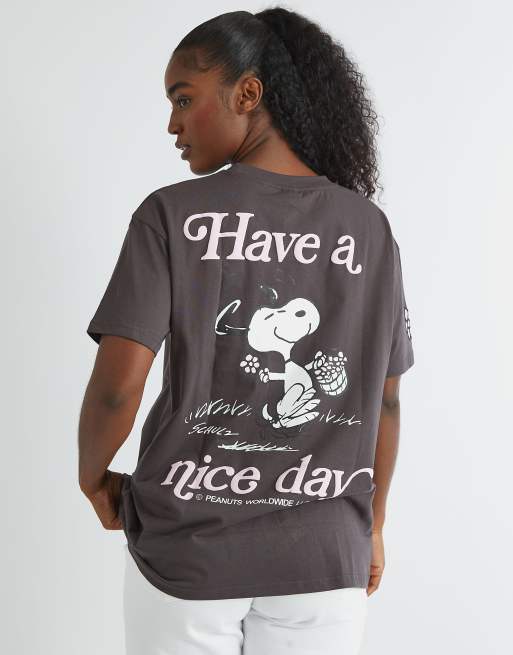 Skinnydip london snoopy have a nice day t-shirt in grey - GREY