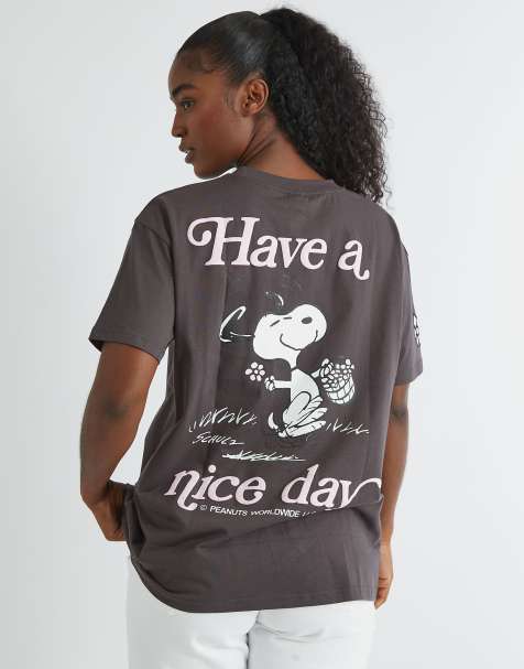 Skinnydip london snoopy have a nice day t-shirt in grey