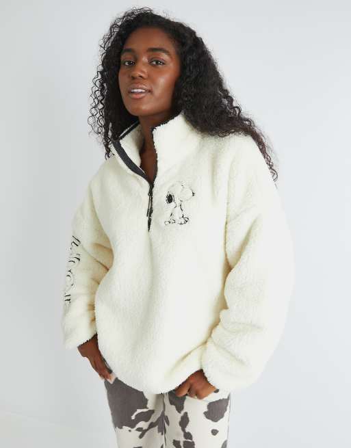 Skinnydip london snoopy longline fleece in white, 2 of 4