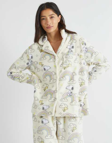 Skinnydip london snoopy rainbow fleece pyjama set in white - WHITE - view 1