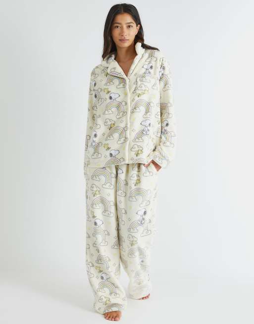 Skinnydip london snoopy rainbow fleece pyjama set in white, 4 of 4