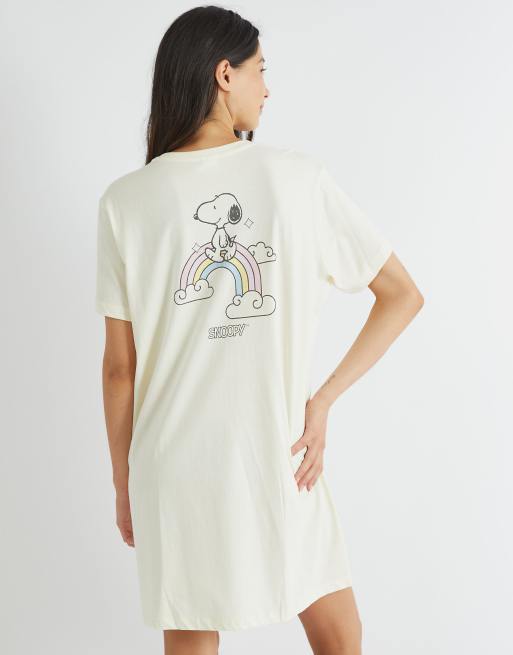Skinnydip london snoopy rainbow night dress in ecru in pink - LPINK