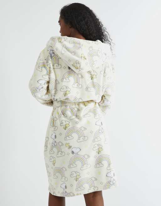 Skinnydip london snoopy rainbow print dressing gown in white, 2 of 4