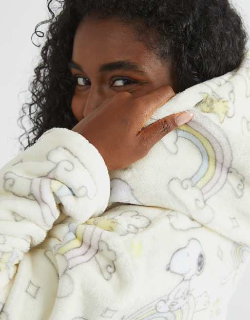 Skinnydip london snoopy rainbow print dressing gown in white, 3 of 4