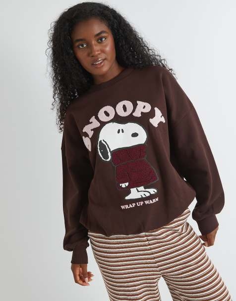Skinnydip london snoopy wrap up warm sweatshirt in brown - view 1