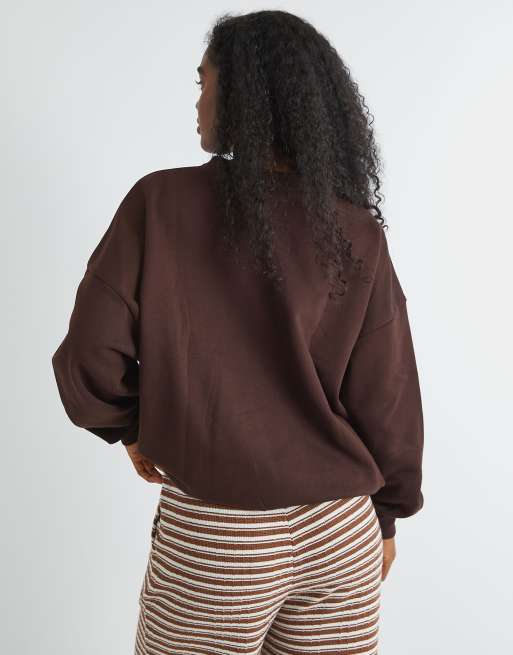 Skinnydip london snoopy wrap up warm sweatshirt in brown, 3 of 4