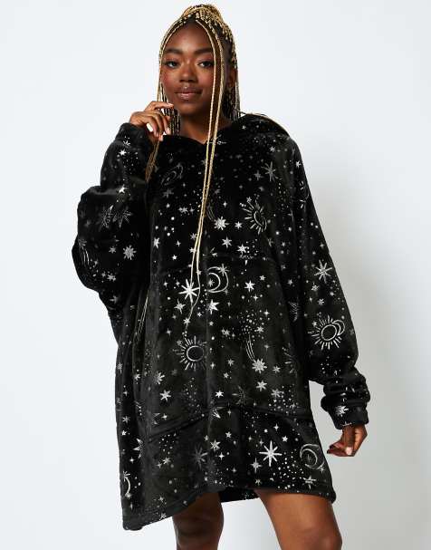 Skinnydip London Starry Night Blanket Hoodie in Black & Silver - view 1