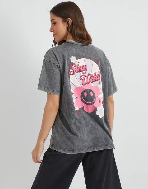 Skinnydip london stay wild t-shirt in grey 