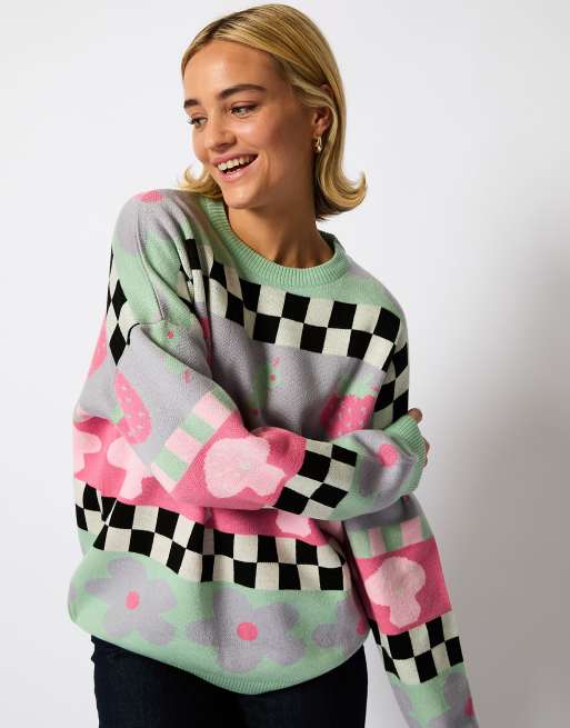 Skinnydip London Strawberry And Olive Knitted Jumper
