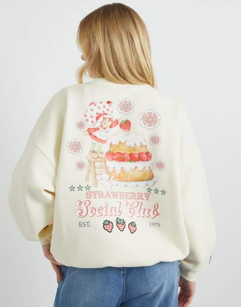 Skinnydip london strawberry shortcake social club sweatshirt in white - view 1