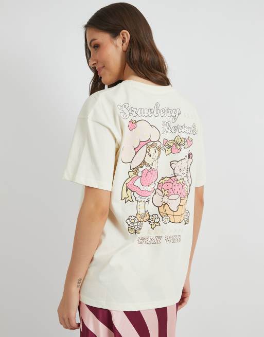 Skinnydip London Strawberry Shortcake Stay Wild T-Shirt in Ecru