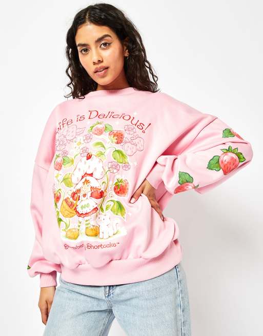 Skinnydip london strawberry shortcake sweatshirt in pink in pink
