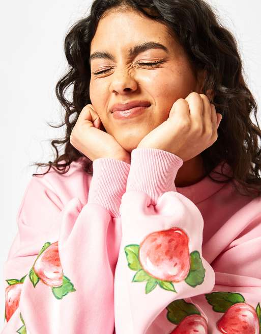 Skinnydip london strawberry shortcake sweatshirt in pink, 2 of 4