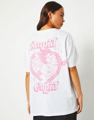 Skinnydip London Stupid Cupid White Oversized T-Shirt