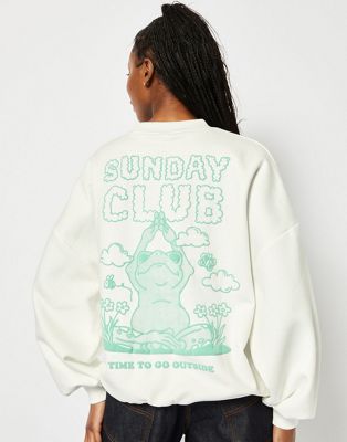 Skinnydip London Sunday Club Oversized Sweatshirt in Ecru