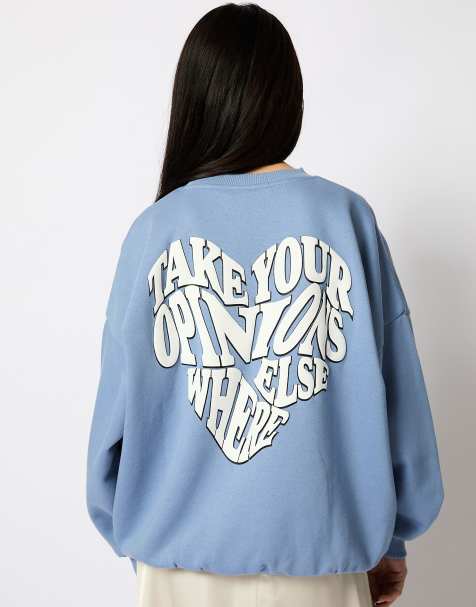 Skinnydip london take your opinions elsewhere sweatshirt in washed blue in blue - view 1