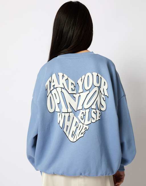 Skinnydip London Take Your Opinions Elsewhere Sweatshirt in Washed Blue