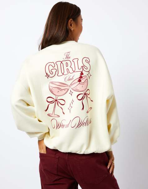 Skinnydip London The Girls Club Sweatshirt in Cream - view 1