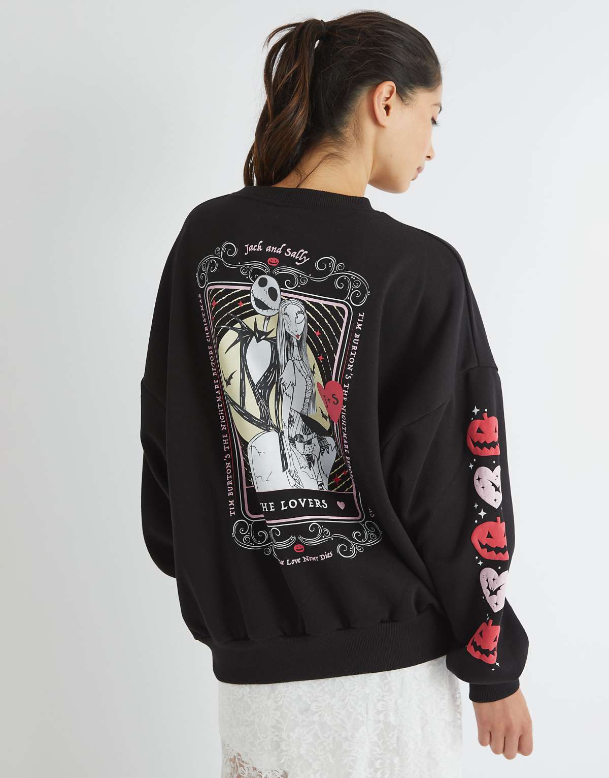 Skinnydip london the nightmare before christmas lovers sweatshirt in black - BLACK