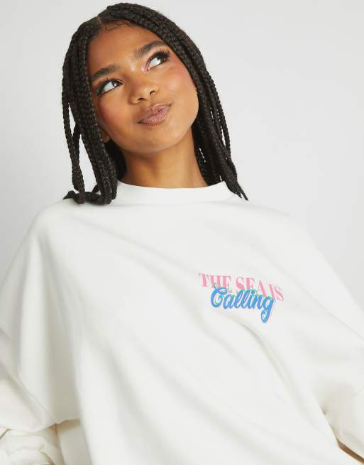 Skinnydip london the sea is calling sweatshirt in white, 3 of 4