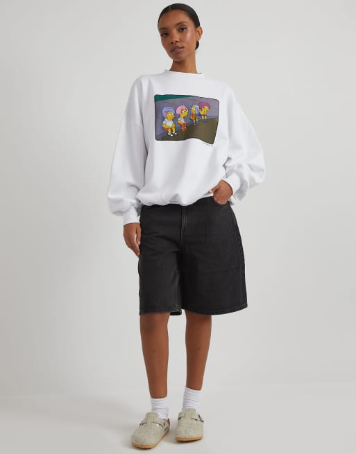 Skinnydip london the simpsons bart on the road sweatshirt in white , 3 of 4