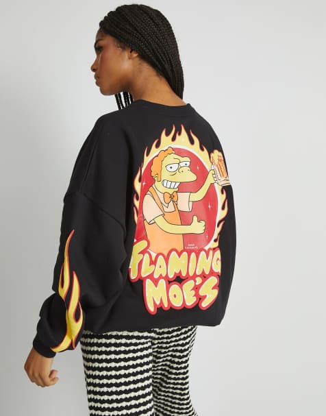 Skinnydip london the simpsons flaming moes sweatshirt in black - view 1